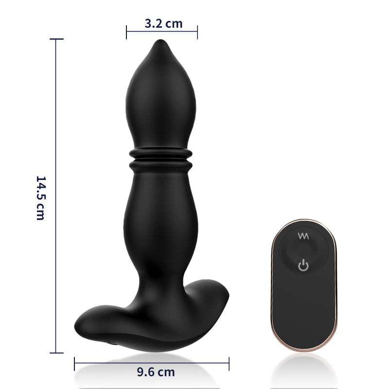 2 IN 1 Prostata Analplug 9 Stoßmodi 9 Vibrationsmodi 14,5cm Schwarz