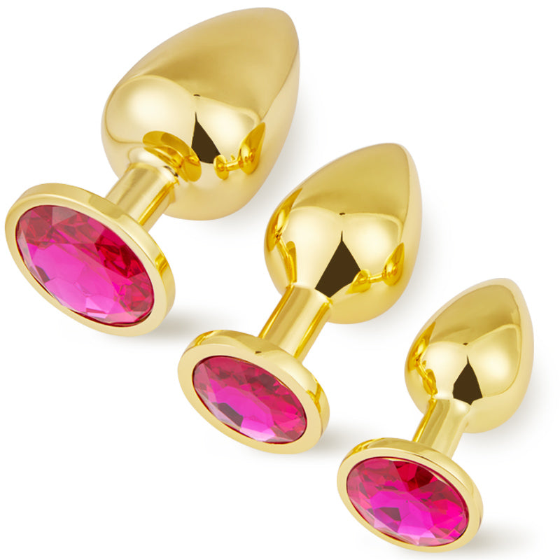Acmejoy 3 Pieces Gold Butt Plug BKC Acmejoy 3 Pieces Gold Butt Plug BKC