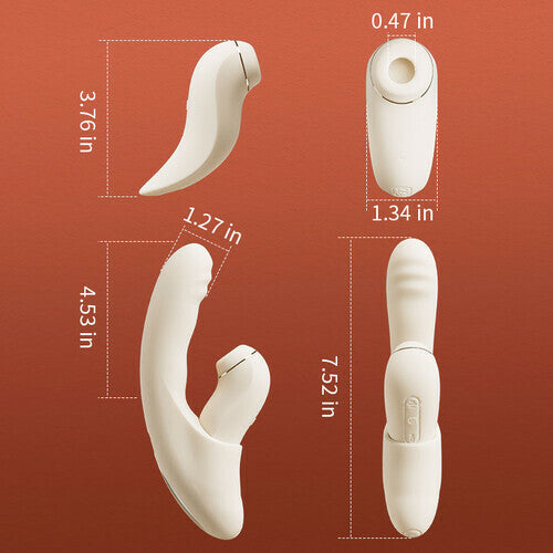 Acmejoy - 4 IN 1 APP Control Thrusting Sucking Heating G-spot Vibrators Detachable Stimulator