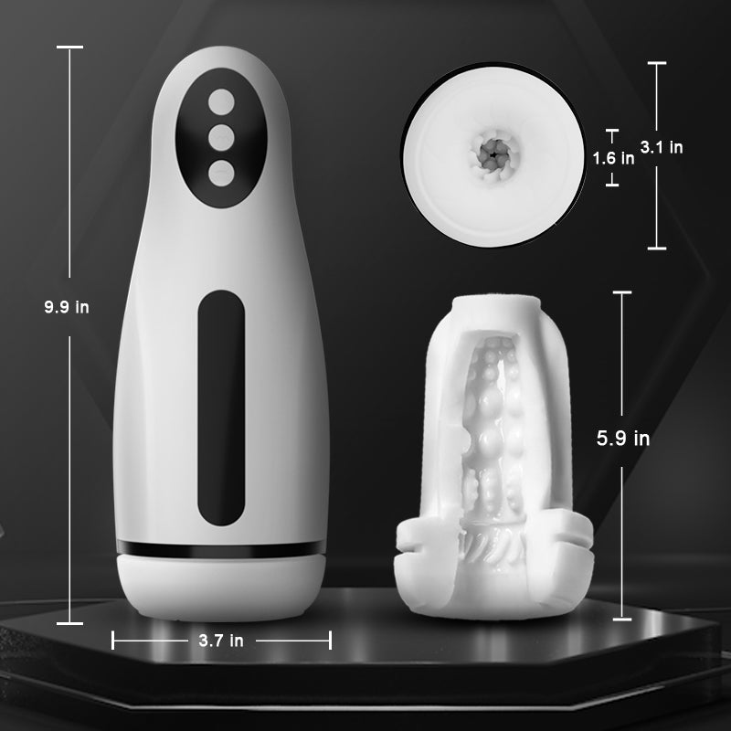 3-in-1 Heated Automatic Suction Vibrating Male Masturbator Cup with Realistic Oral Feel