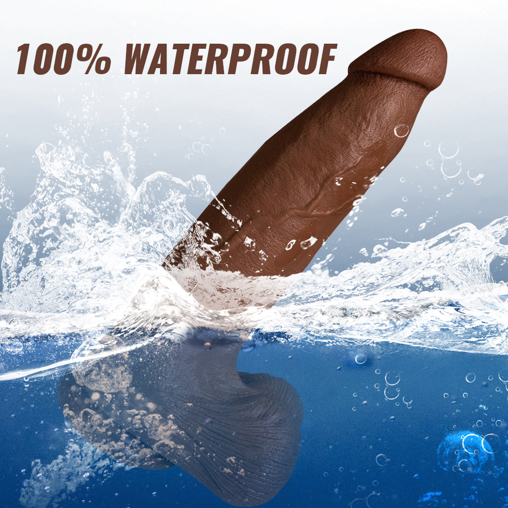 Acmejoy - Silicone Adult Sex Toys Long Brown Dildo with Suction Cup for Hands-Free Play 13.39 in