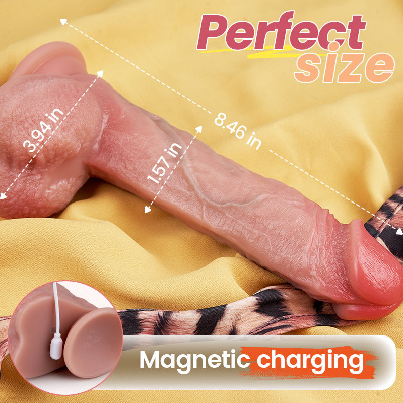 AcmeJoy IPX7 Waterproof 7 Thrusting Swinging 10 Vibrating Heating Lifelike Dildo 8.46 Inch