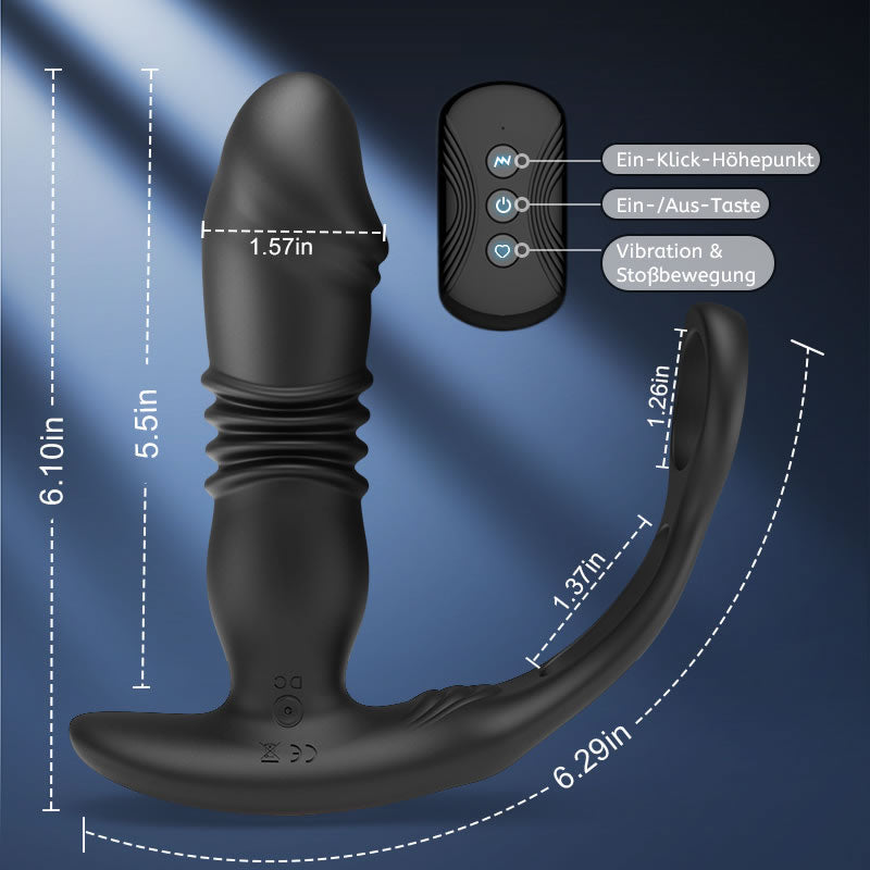 SAUL 3 Teleskopisch 12 Vibration Doppel-Penisring Prostata Vibrator