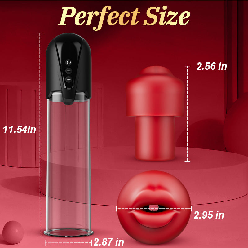Red Fury Armour Acmejoy – 9 Suctions Penis Pump with Lifelike Mouth & Textured Tunnel