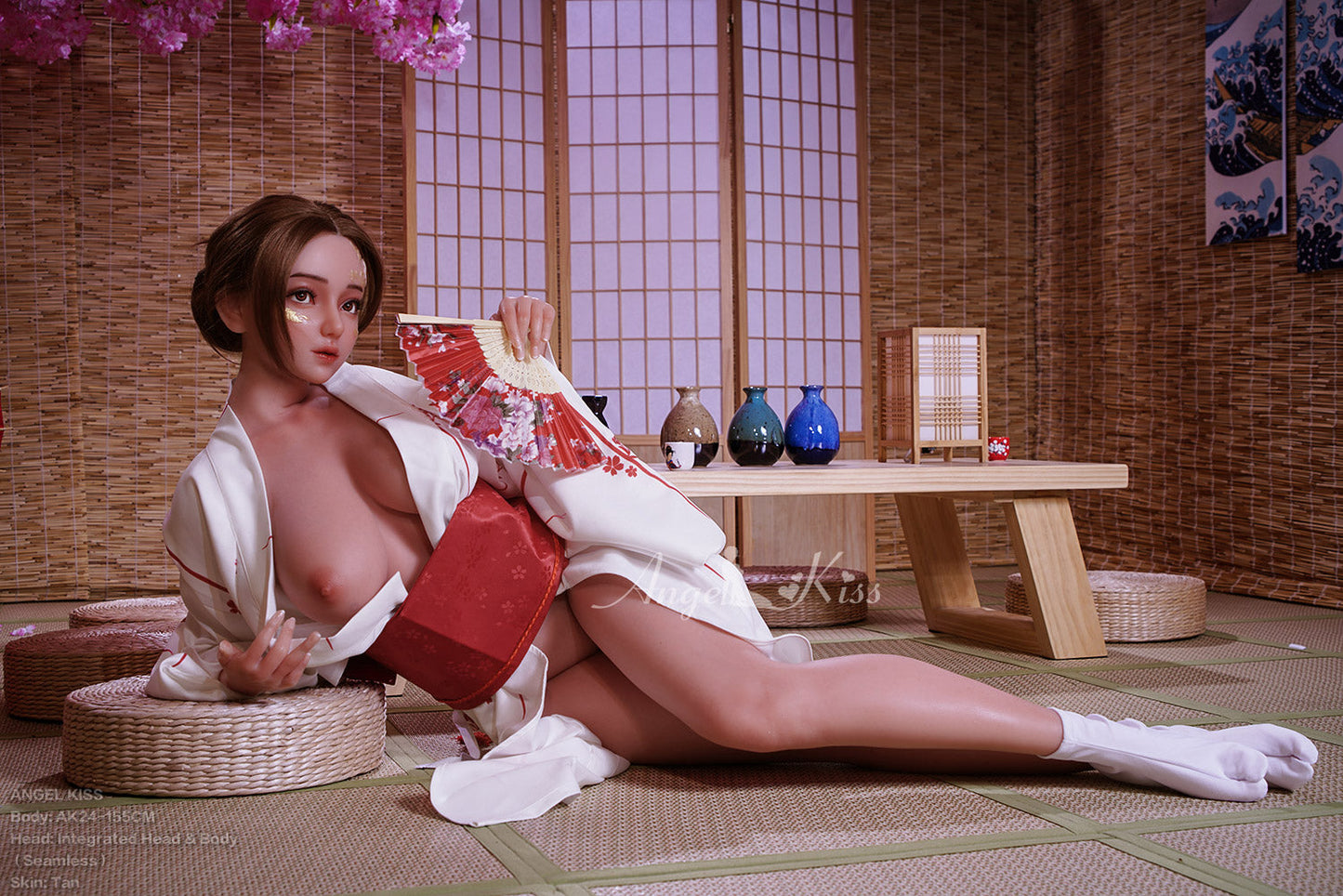 155cm/5ft1 H-cup Seamless Neck All-In-One Silicone Sex Doll AK24 - Angie