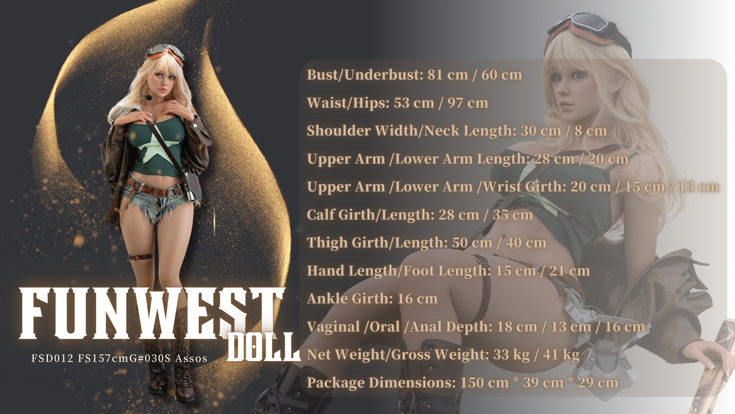 157cm/5ft2 G-Cup Silicone Sex Doll - #030S Natural Assos