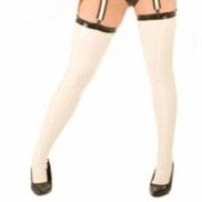 White & Black Latex/Rubber Seamed Stockings