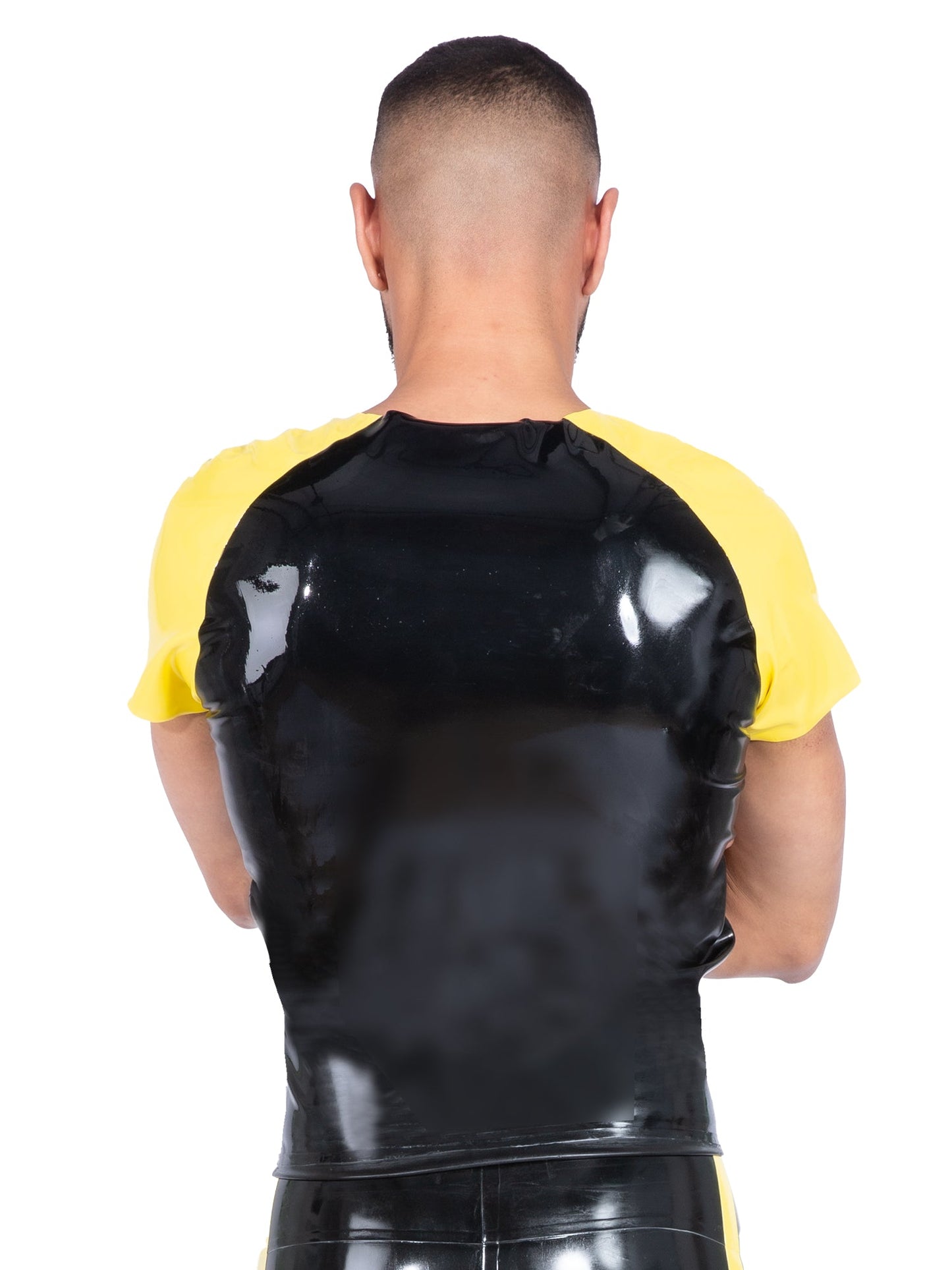 Black & Yellow Crew Neck Latex/Rubber Top