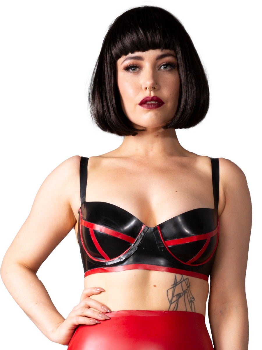 Zig Red Latex/Rubber Bra