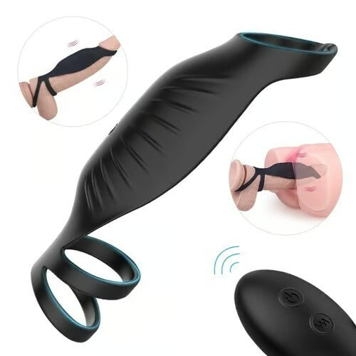 SemenSentry - Vibrating 2 IN 1 Cock Ring  BKC