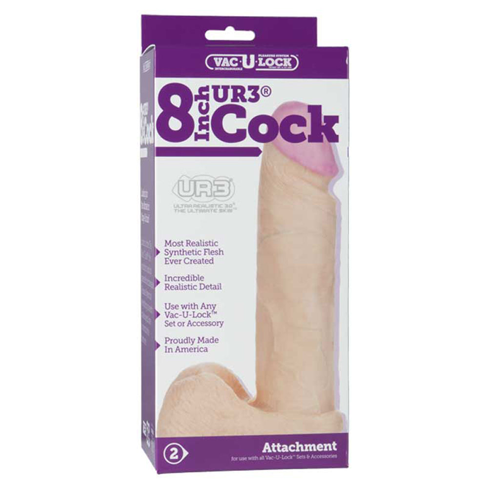 Doc Johnson Vac-U-Lock 8in UR3 Cock White – BKC