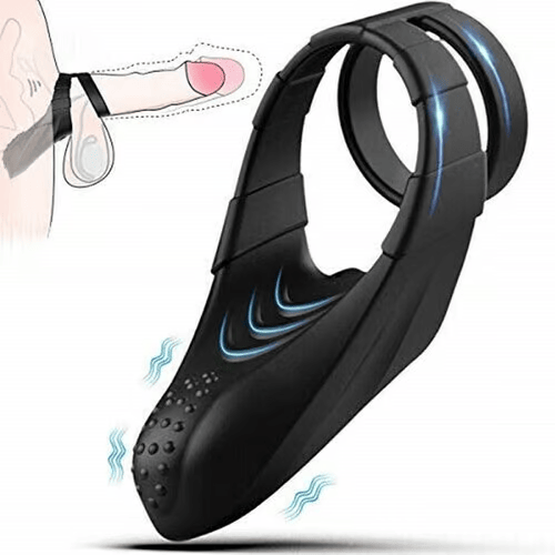 Double Penis Ring Vibrator with Taint Teaser BKC Double Penis Ring Vibrator with Taint Teaser BKC
