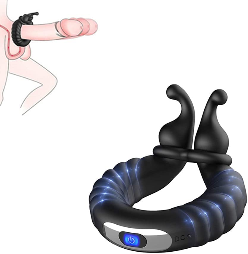 Vibrating Dual Penis Ring Dildo Vibrator Stretchy Adjustable Cock Ring BKC Vibrating Dual Penis Ring Dildo Vibrator Stretchy Adjustable Cock Ring BKC