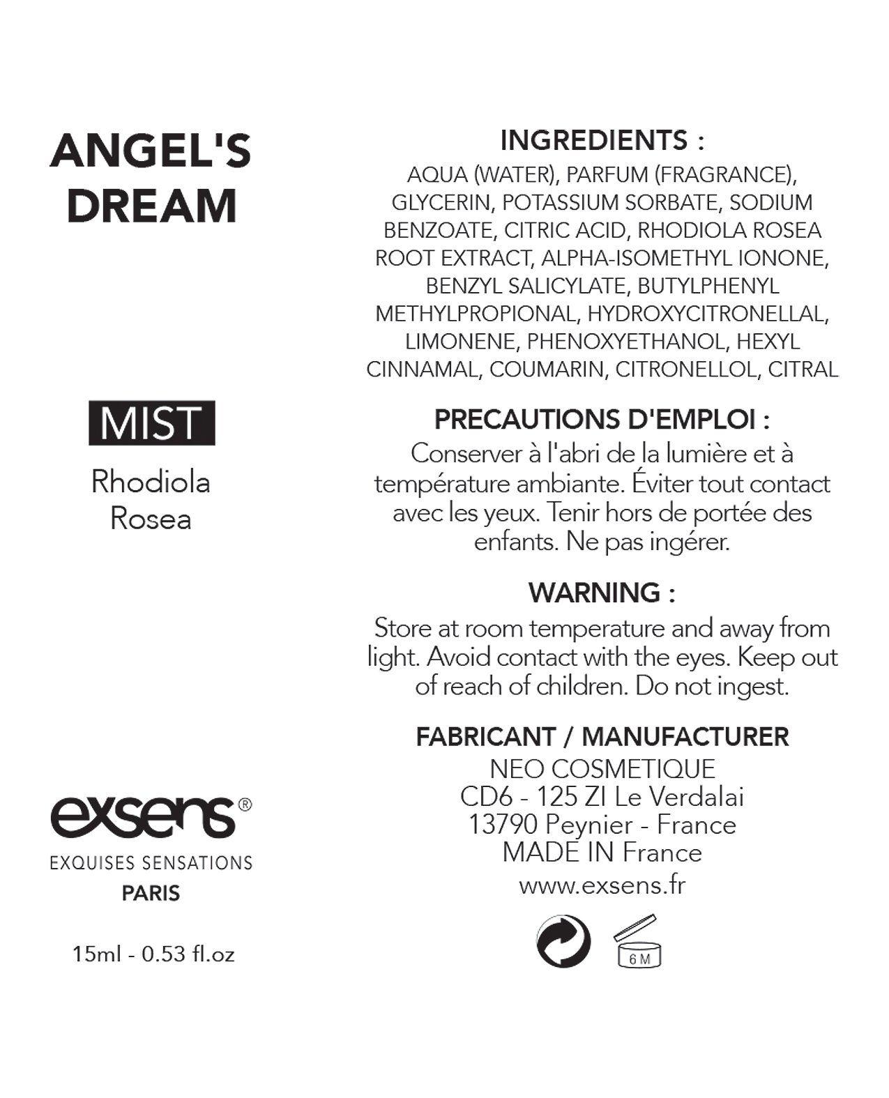 EXSENS de Paris Booster d'Endorphines - 15 ml Rêve d'Anges