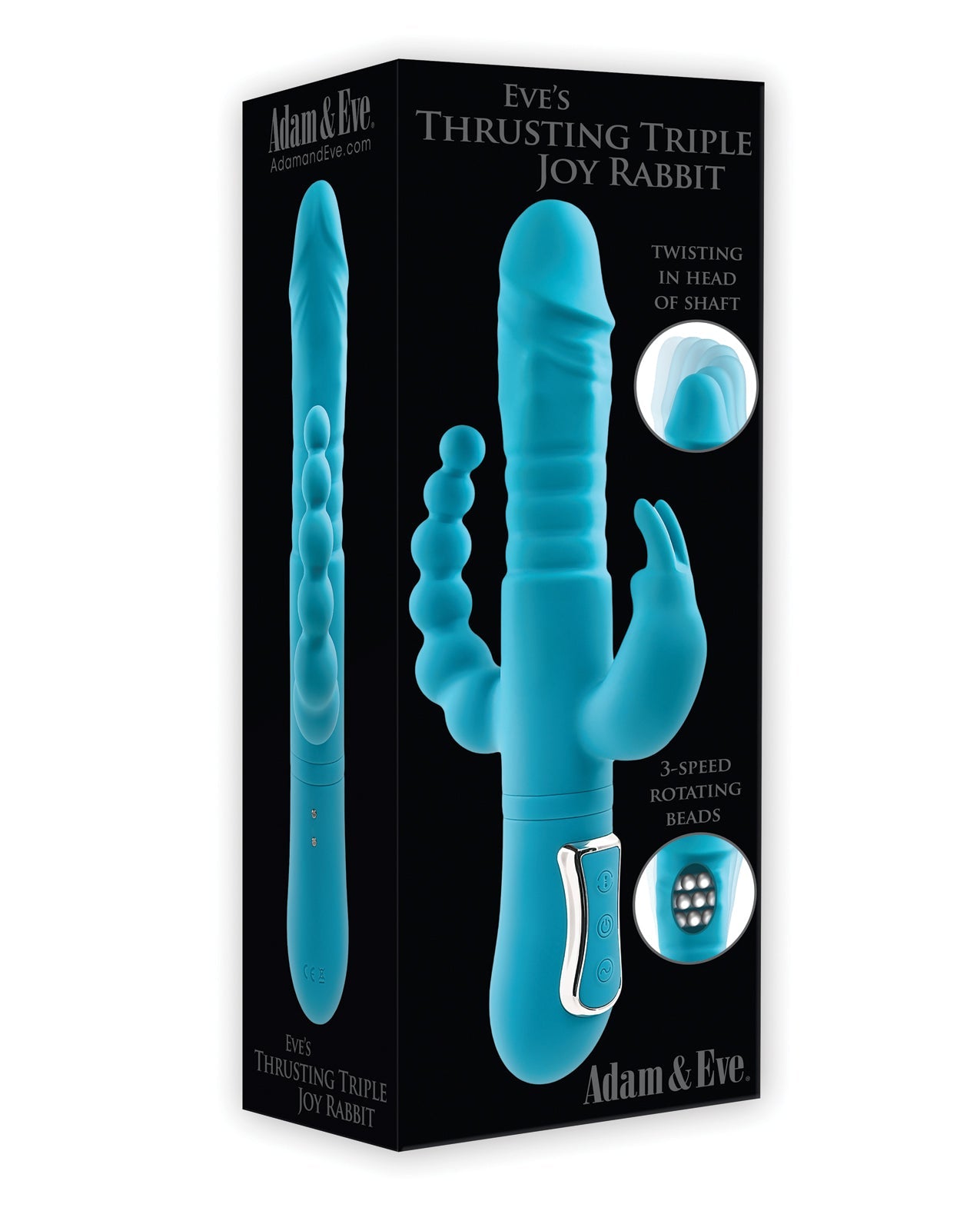 Adam & Eve Eve's Thrusting Triple Joy Rabbit - Teal BKC Adam & Eve Eve's Thrusting Triple Joy Rabbit - Teal BKC