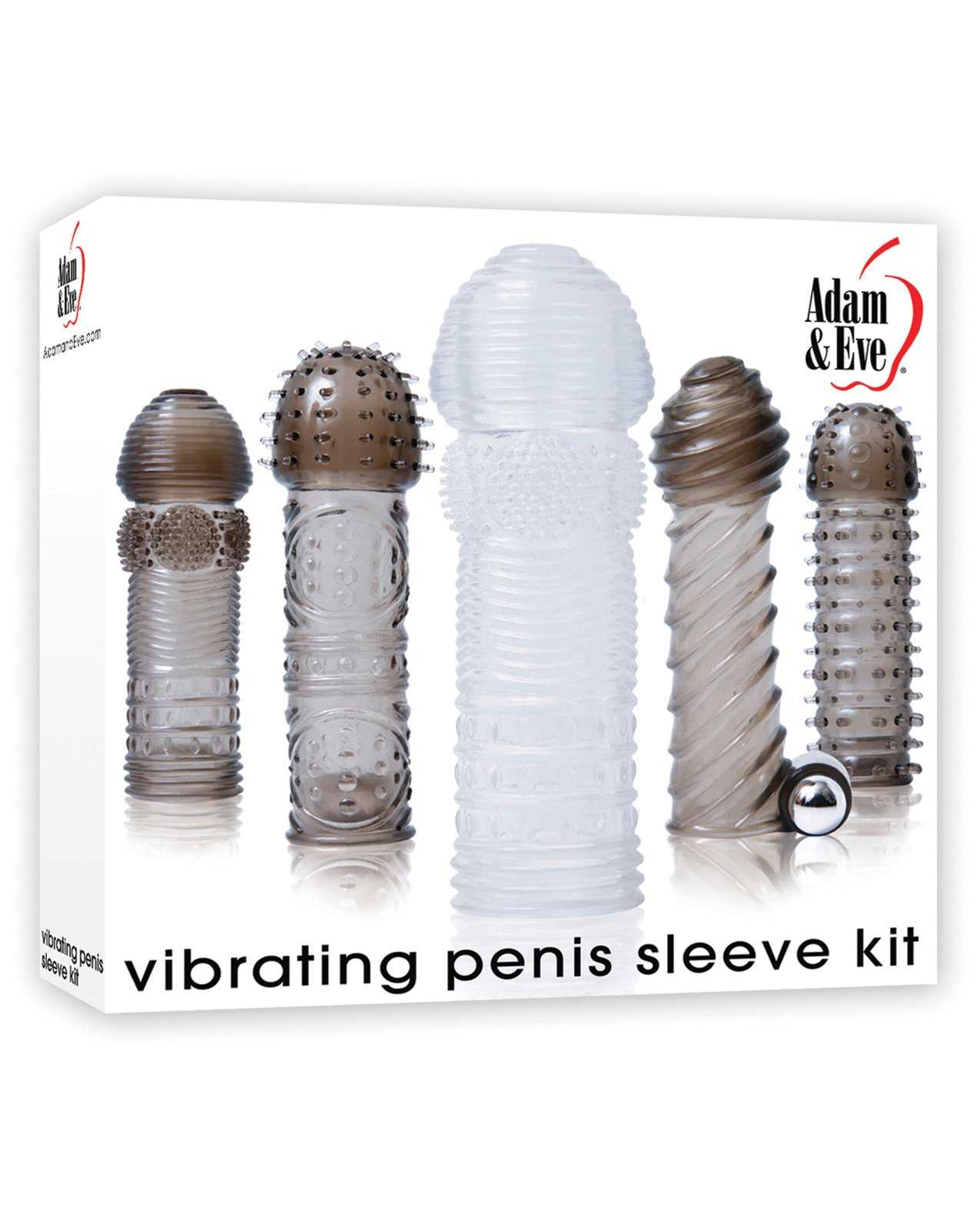 Adam & Eve Vibrating Penis Sleeve Kit - Smoke/Clear