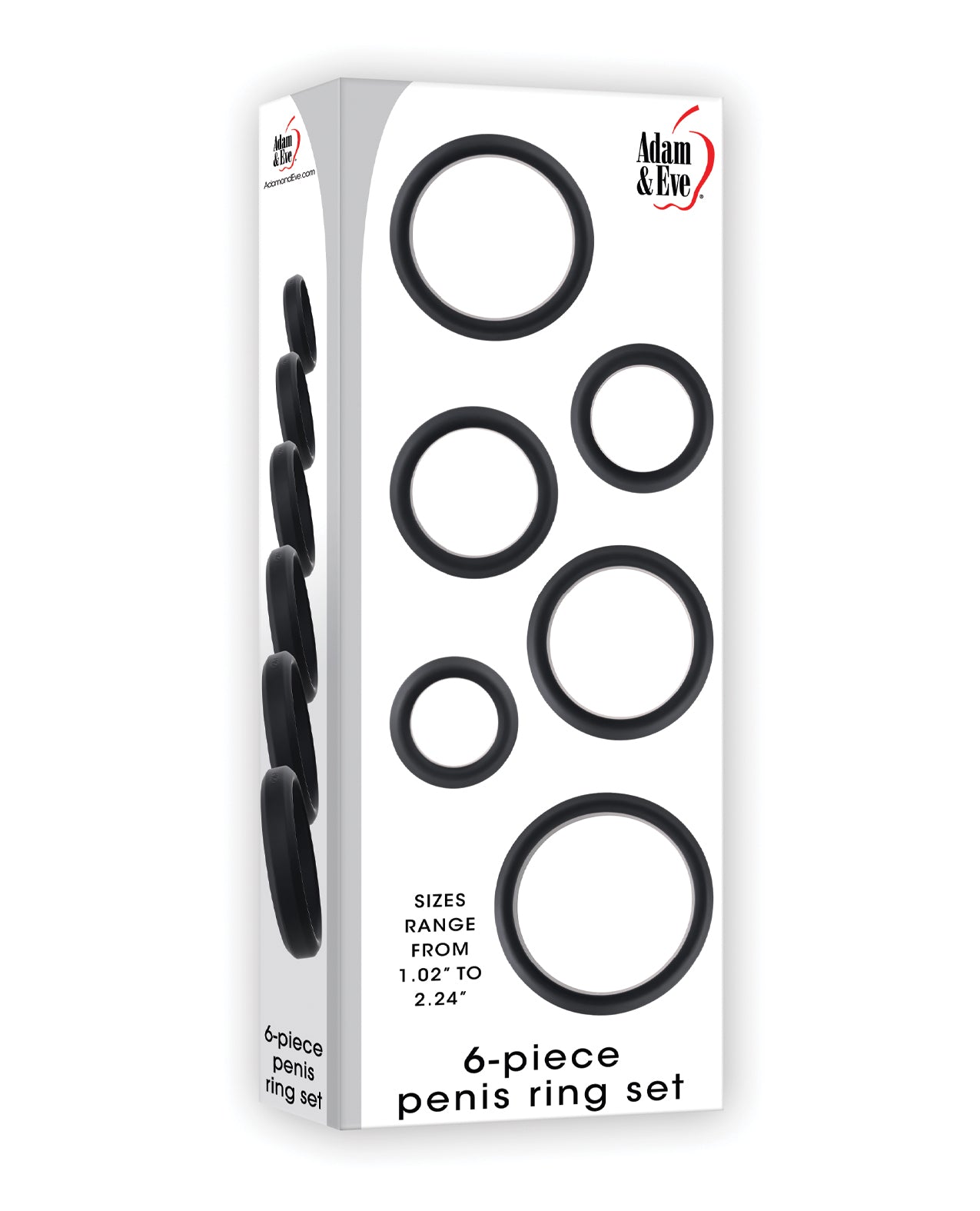 Adam & Eve 6 pc Silicone Penis Ring Set - Black BKC Adam & Eve 6 pc Silicone Penis Ring Set - Black BKC