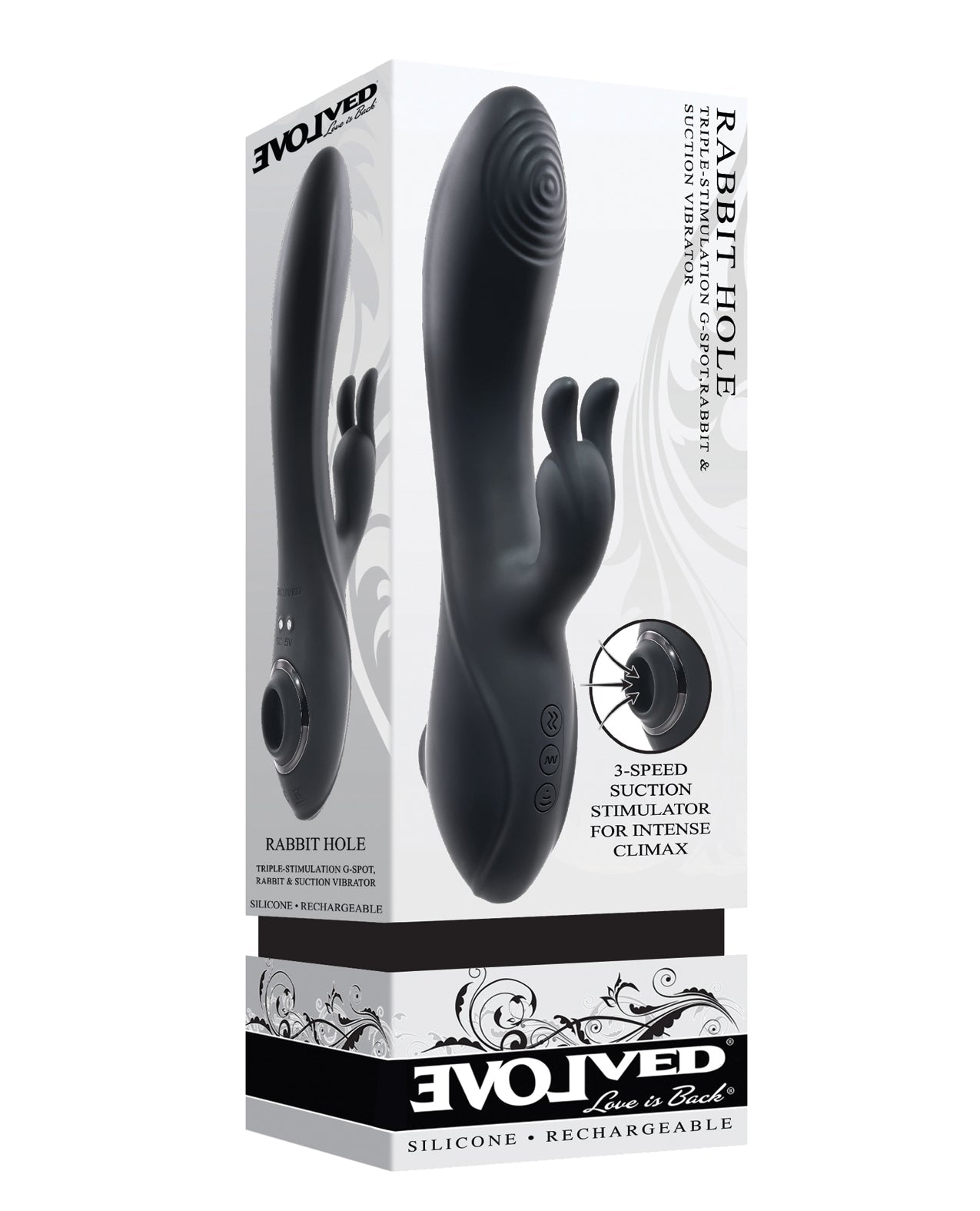 Evolved Rabbit Hole Triple Stimulation Vibrator G-bliss O-maker - Blac BKC Evolved Rabbit Hole Triple Stimulation Vibrator G-bliss O-maker - Blac BKC