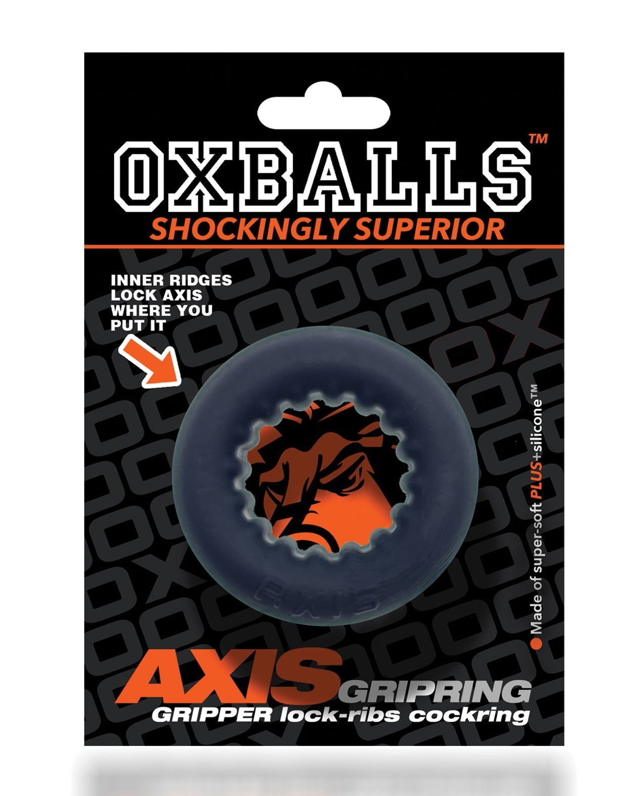 Oxballs Axis Rib Griphold Cockring - Black Ice