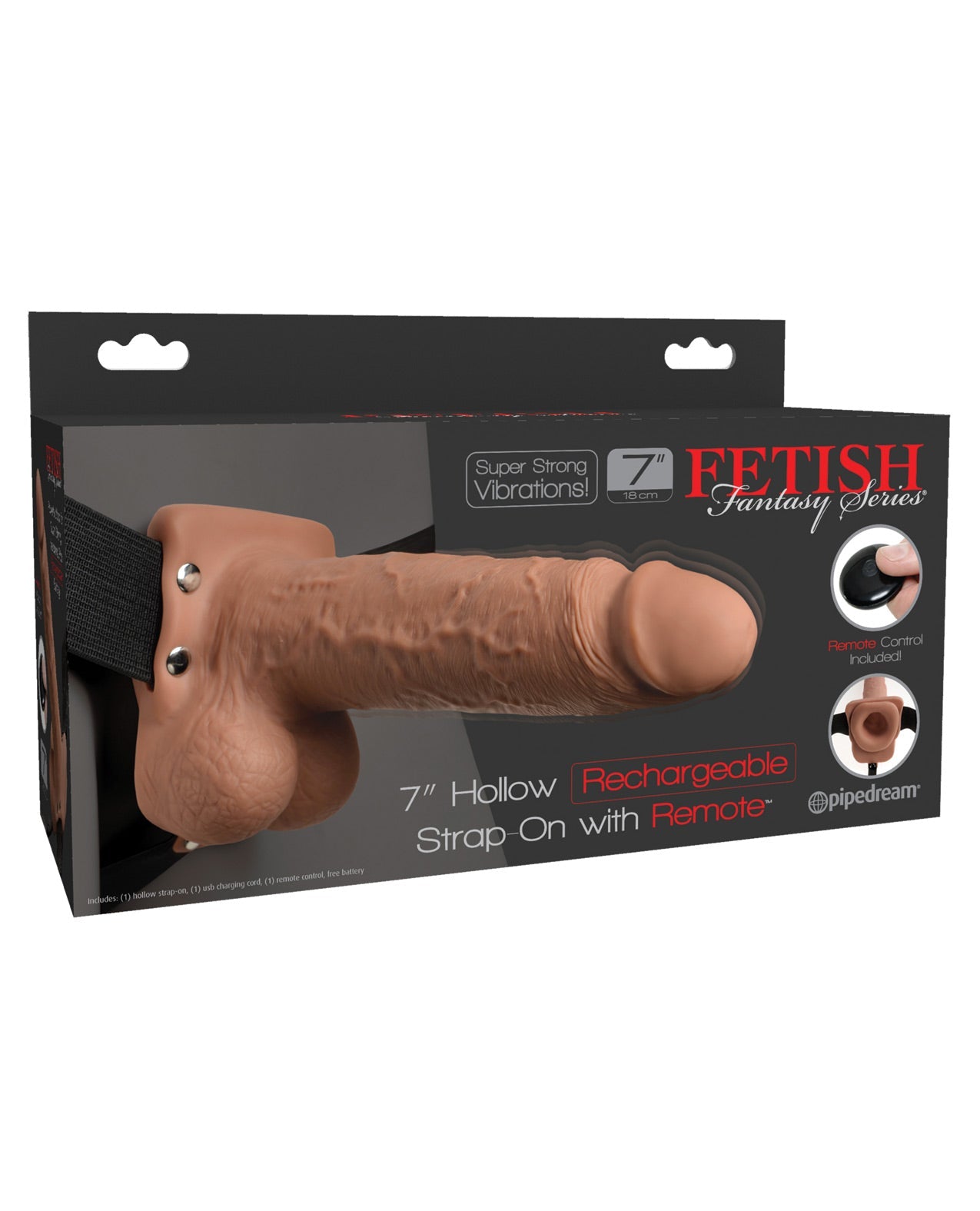 Fetish Fantasy Series 7" hohler wiederaufladbarer Strap-On mit Fernbedienung - Hellbraun