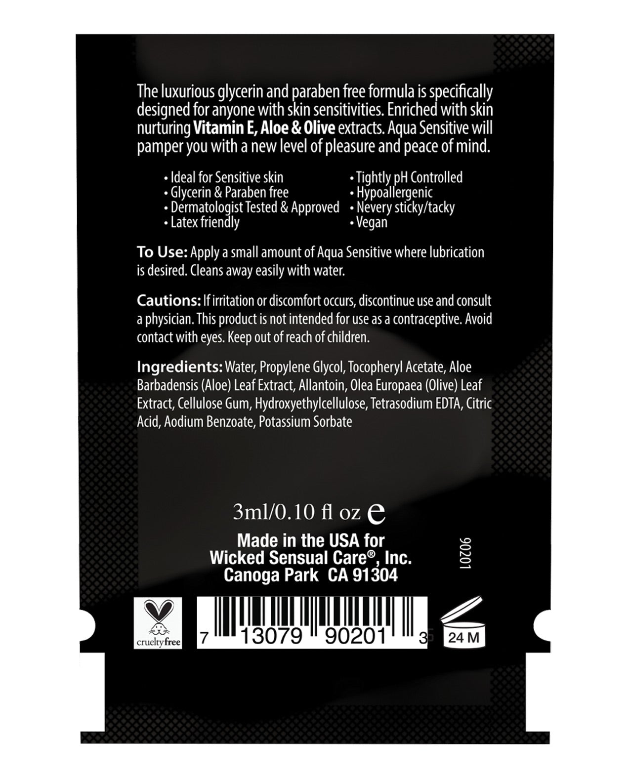 Wicked Sensual Care Hypoallergenic Aqua Sensative Water Based Lubericant - .1 oz