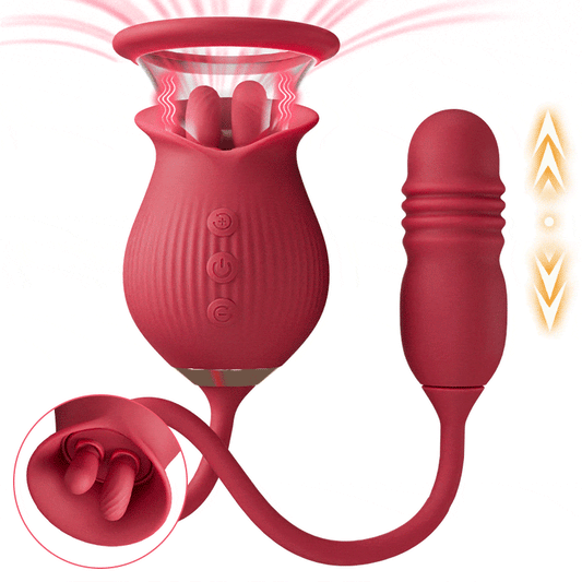 Acmejoy Rose 10 Gode-Vibrateur avec Jouets et Pieds, Stimulateur de Clito et de Brut 