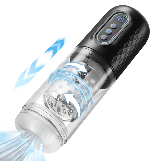 9 Rotierender &amp; schiebender &amp; saugender Masturbator Cup Männliche Männer Sexspielzeug 