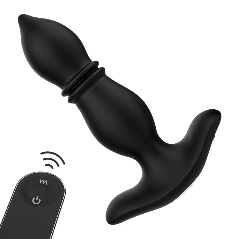2 IN 1 Prostata Analplug 9 Stoßmodi 9 Vibrationsmodi 14,5cm Schwarz