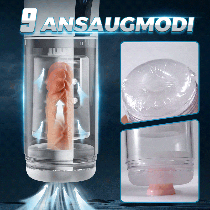 【Neue】9 Saugen&amp;Schieben&amp;Drehen LCD-Masturbator Cup mit Sprachfunktion 