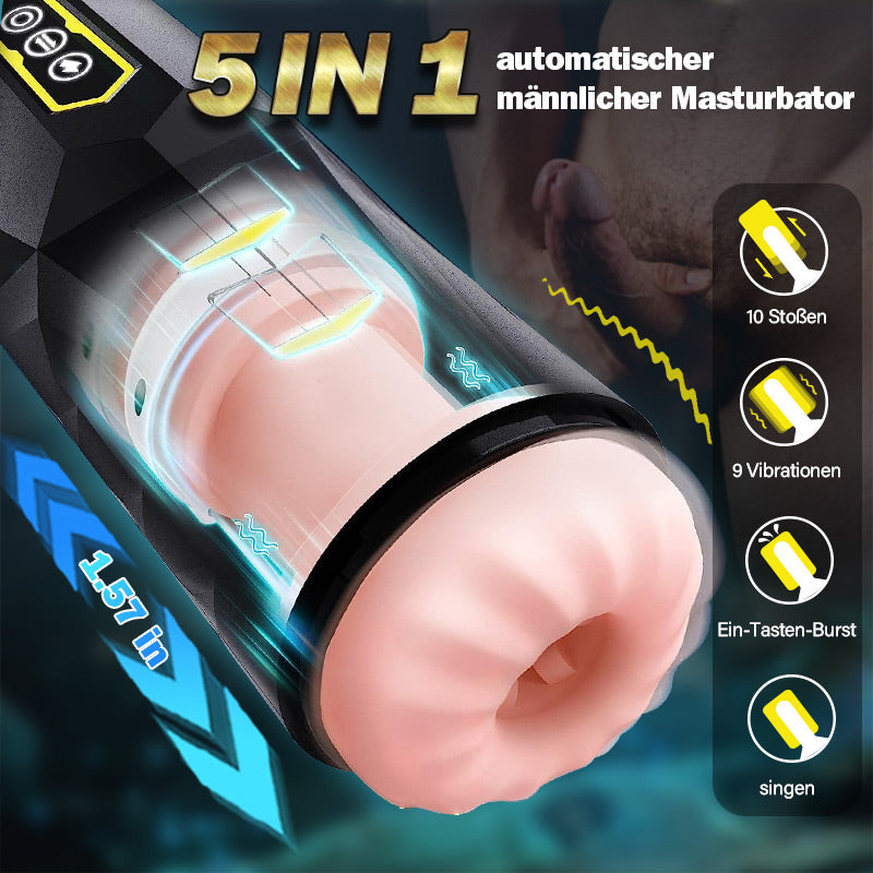 Automatischer männlicher Masturbator mit 10 Stößen und 9 Vibrationen