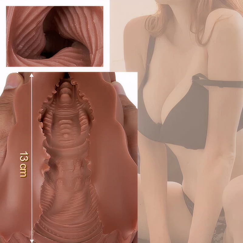 Lebensechte Taschenmuschi, weiches und haltbares Material, realistisch strukturierte Vagina und enger Anus, 2-in-1-Löcher