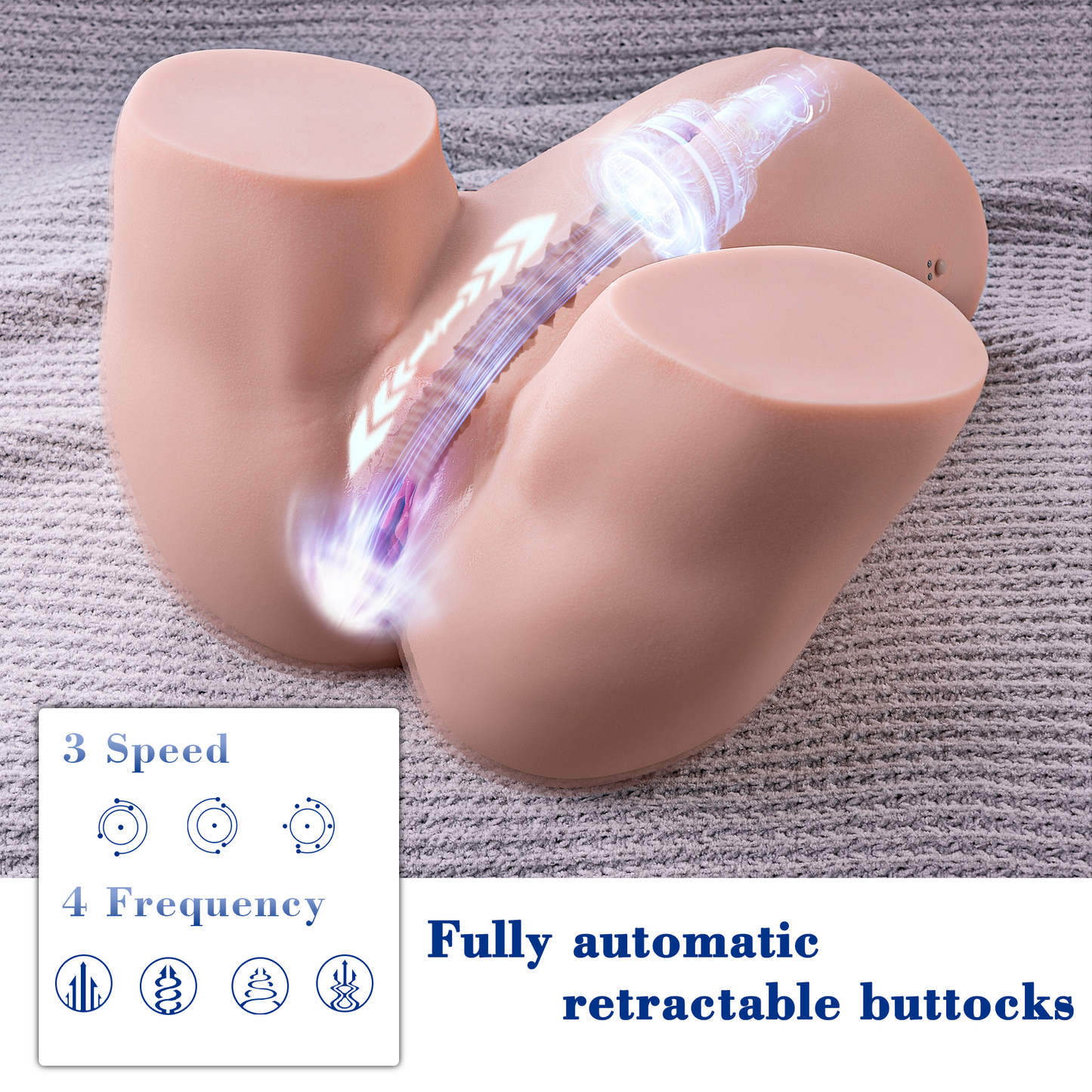 【Gina】3 Geschwindigkeiten, 4 Frequenzen, Mehrkanal-Teleskop-Masturbator 1:1，12.5kg
