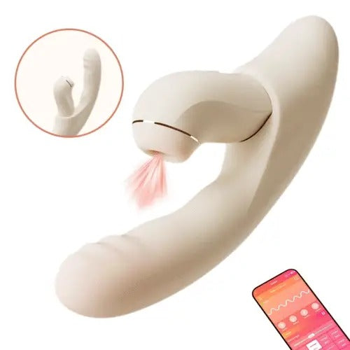 Acmejoy - 4 IN 1 APP Control Thrusting Sucking Heating G-spot Vibrators Detachable Stimulator