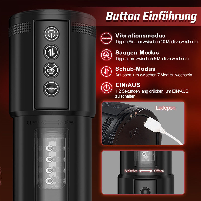 Telescope 5  Stoßen 10 Vibrieren 5 Saugen 3 IN 1 Masturbator für Männer