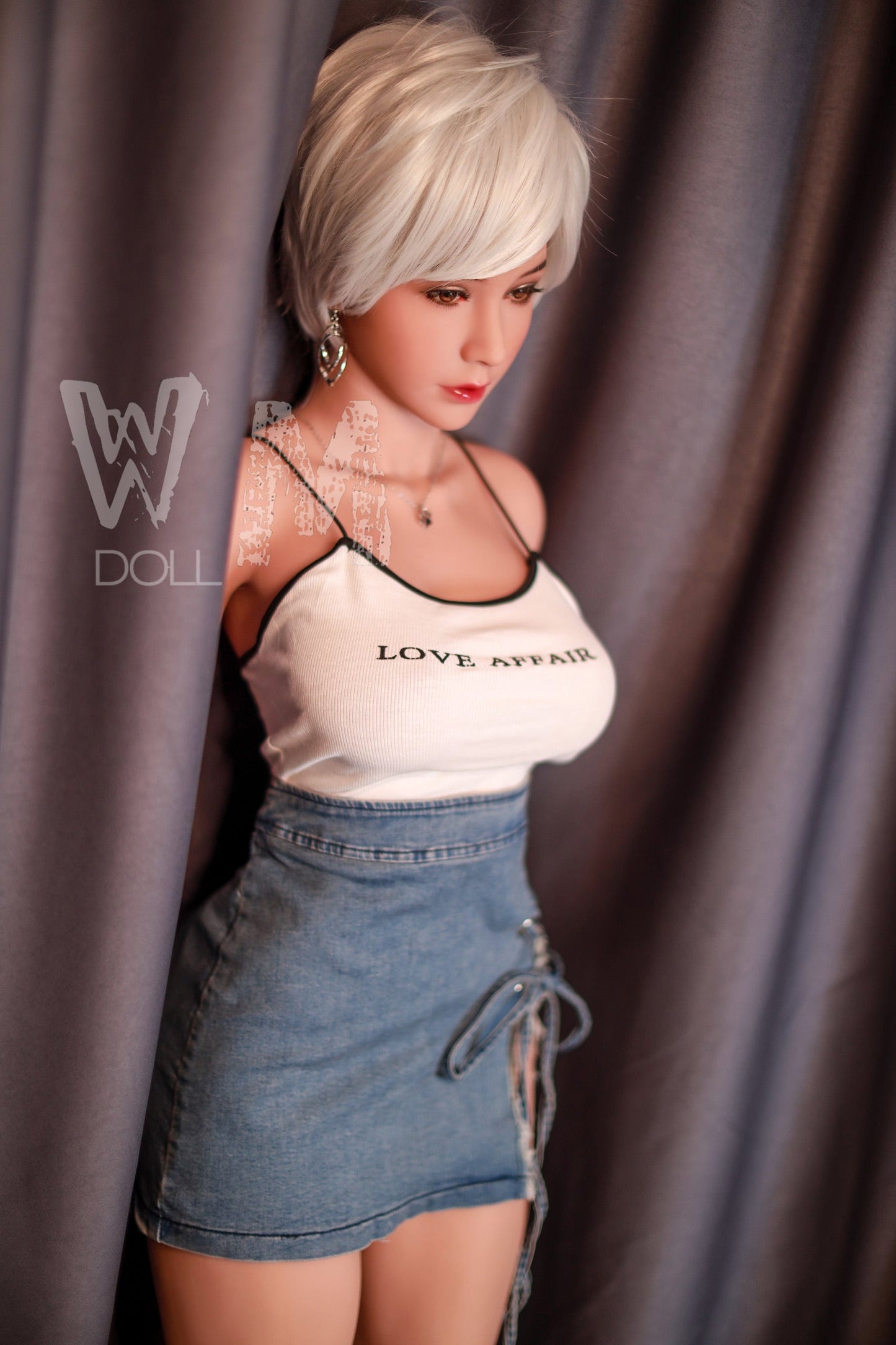 170cm/5ft5 D-cup Silver short hair TPE Sex Doll with #56 Head