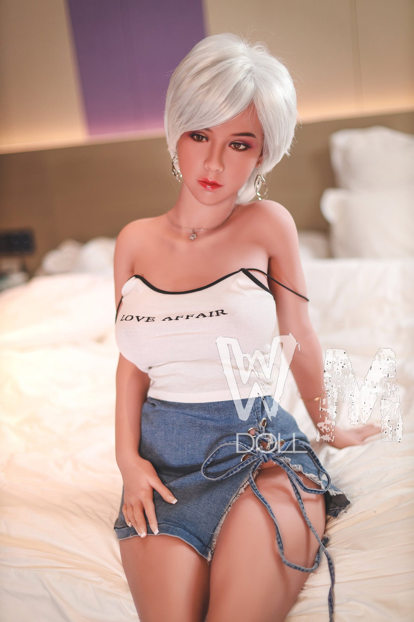 170cm/5ft5 D-cup Silver short hair TPE Sex Doll with #56 Head