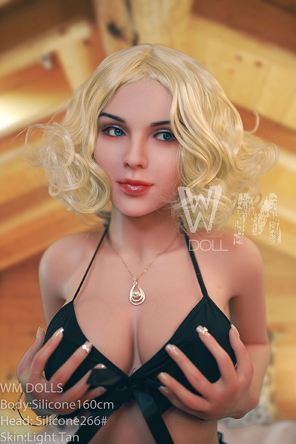 160cm/5ft3 D-cup Blond Hair Silicone Sex Doll – #266