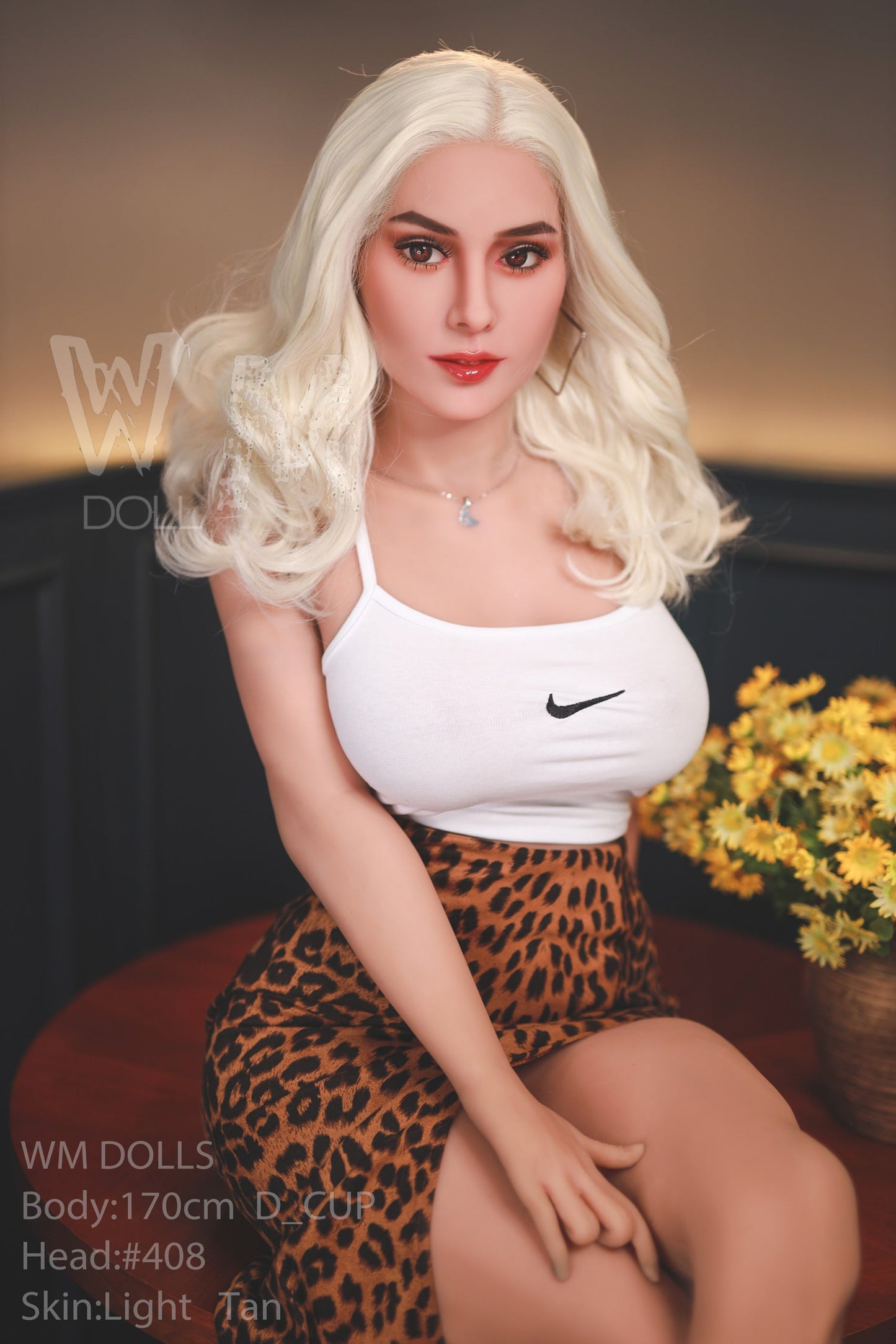 170cm/5ft5 D-cup Platinum blonde curls TPE Sex Doll with #408 Head