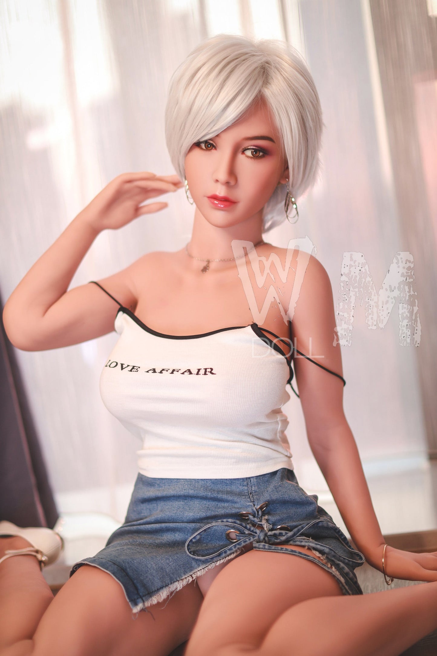 170cm/5ft5 D-cup Silver short hair TPE Sex Doll with #56 Head