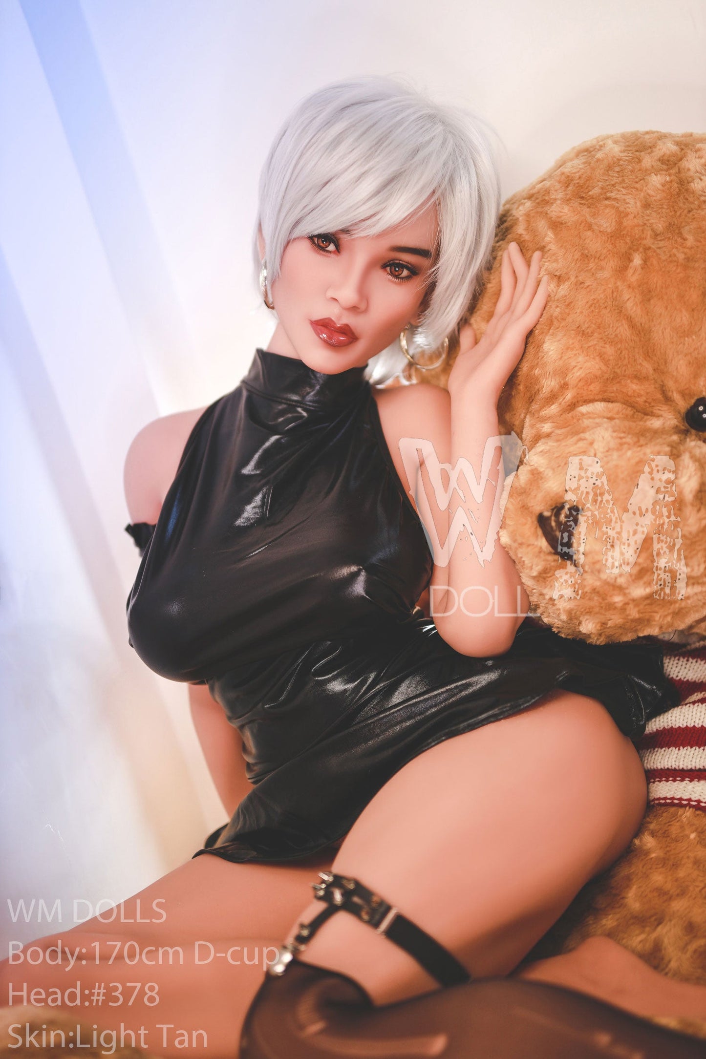 170cm/5ft5 D-cup Silver Short Hair TPE Sex Doll with #378 Head