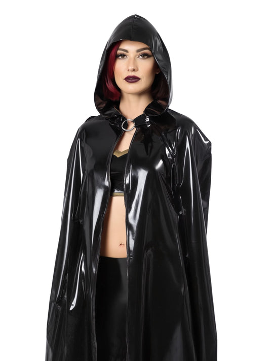 Latex/Rubber Long Hooded Cape