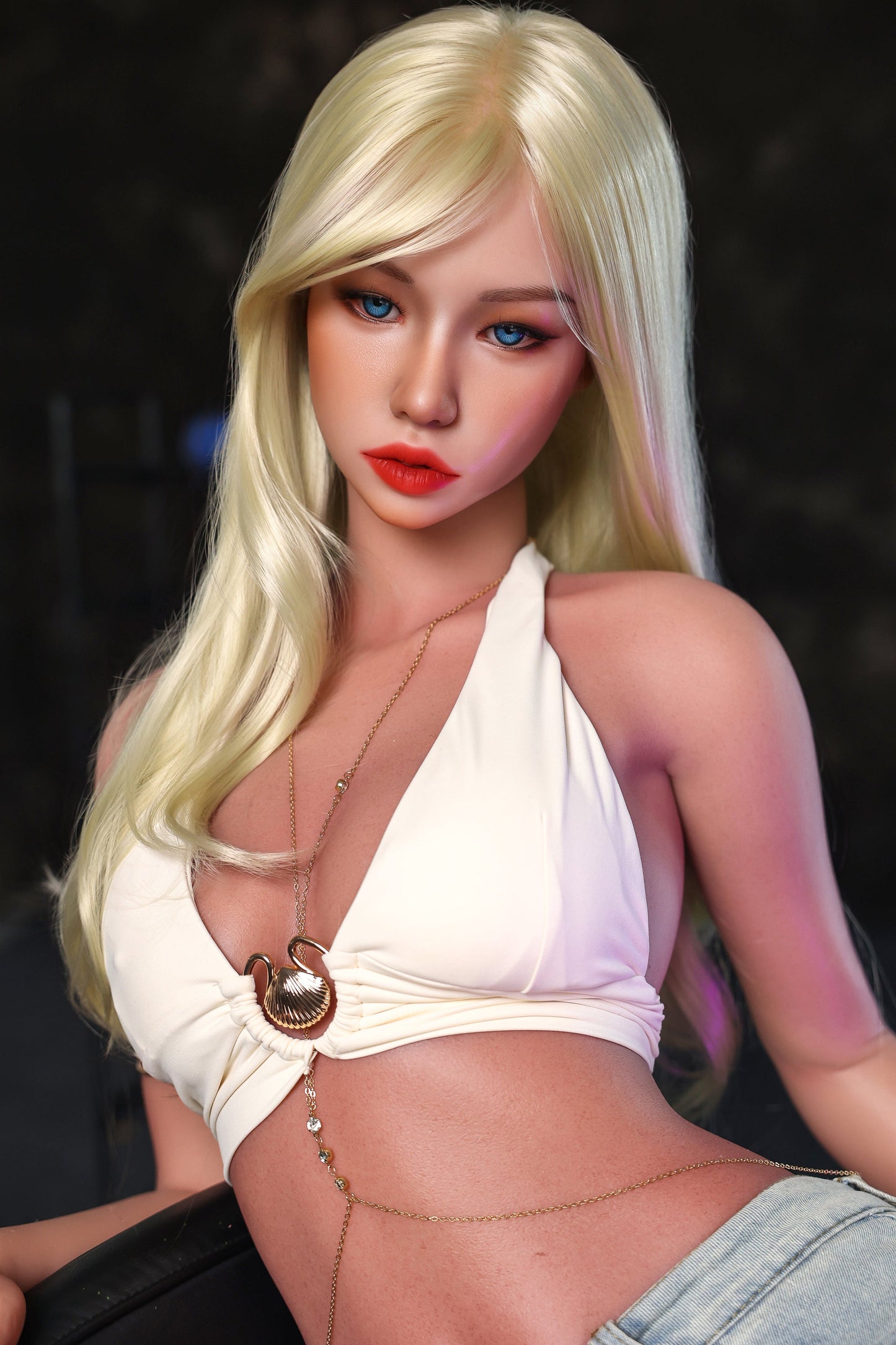 164cm/5ft5 A-cup Full Silicone Blonde Sex Doll - #612