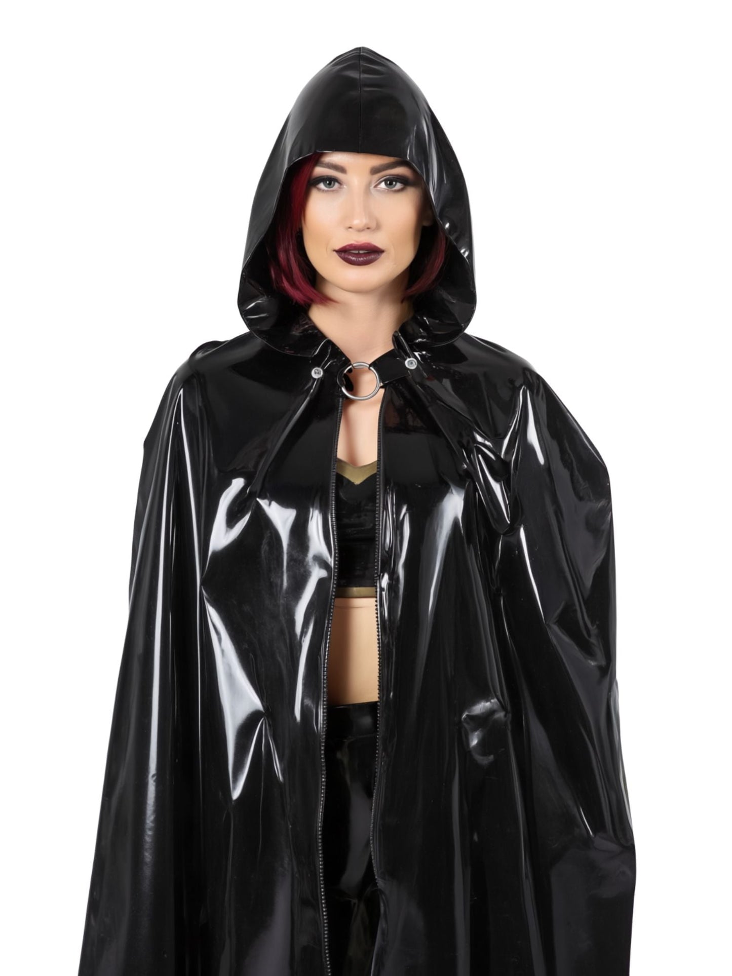 Latex/Rubber Long Hooded Cape