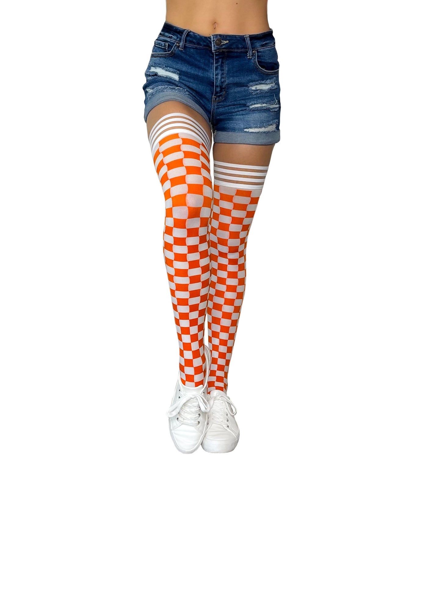 Game Day! - Orange & White Thigh-Highs