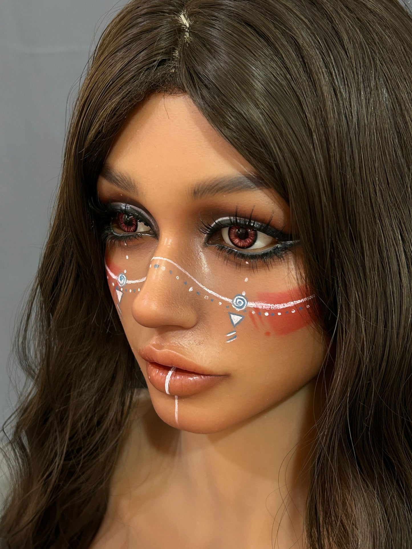 EU In Stock - 159cm/5ft3 E-Cup Silicone Head Sex Doll SG3 - Ada Dark Tanned