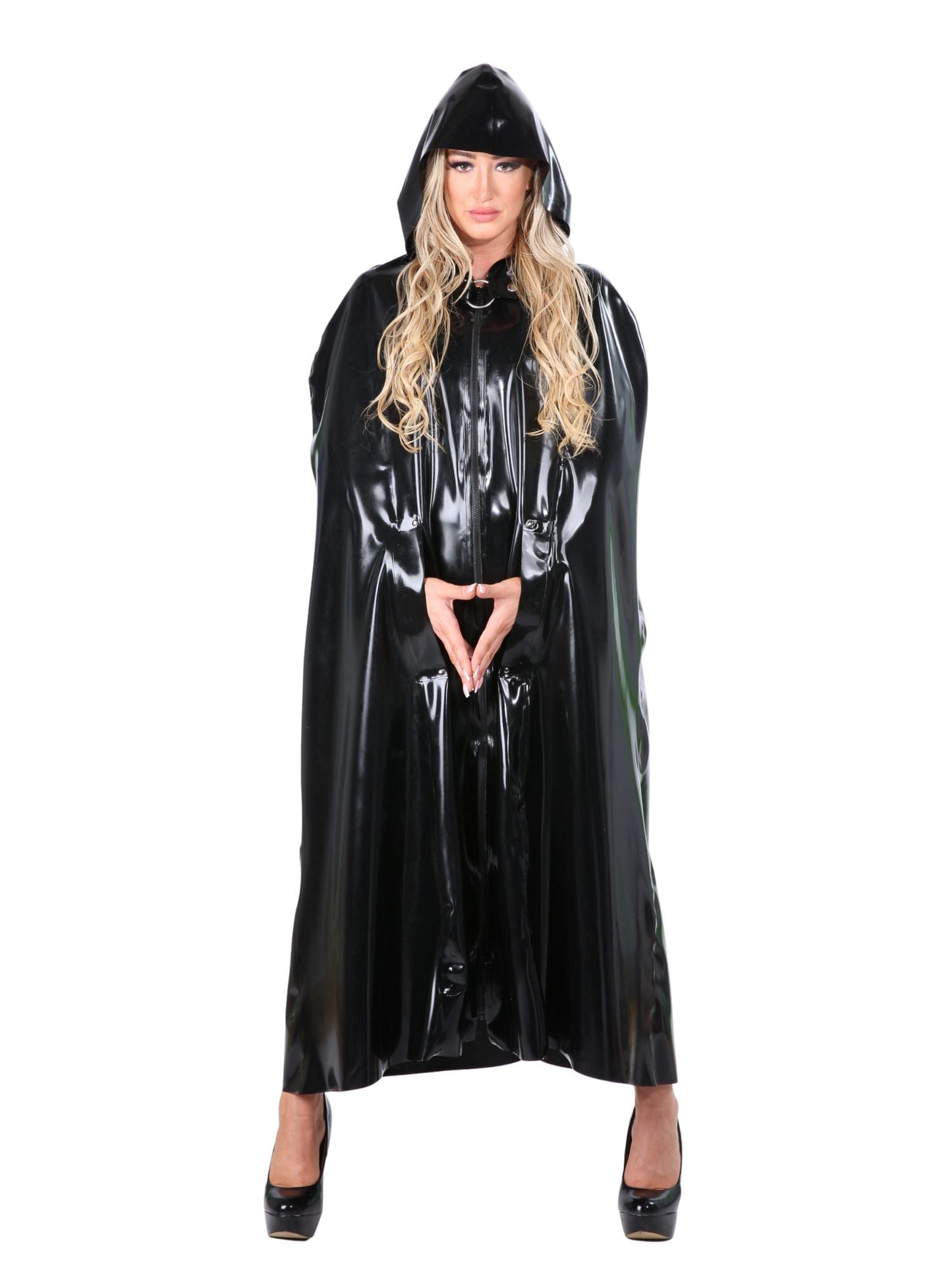 Latex/Rubber Long Hooded Cape