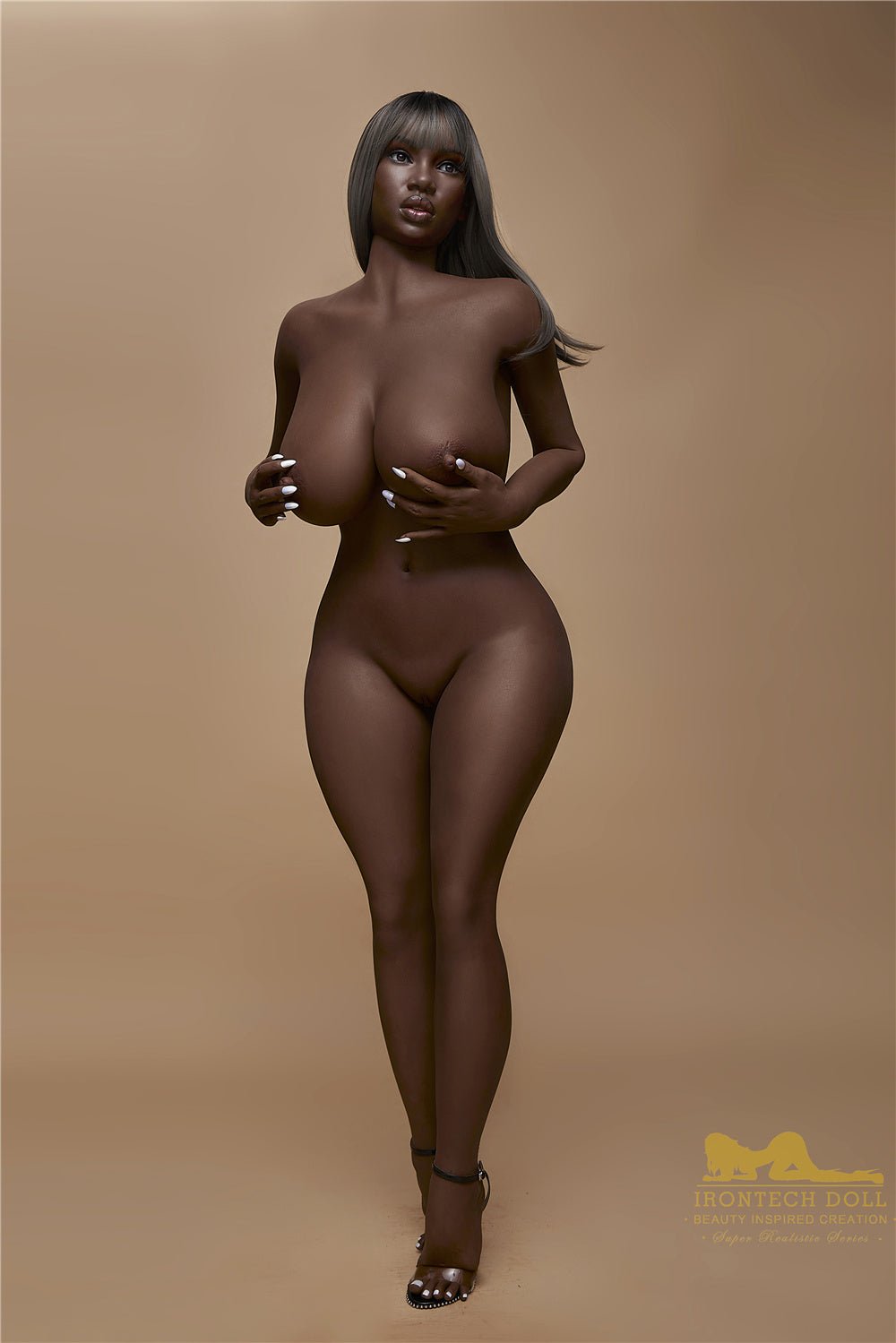 160cm/5ft3 I-Cup BBW Big Boobs Big Booty Ebony Silicone Sex Doll - S33 Penny Black