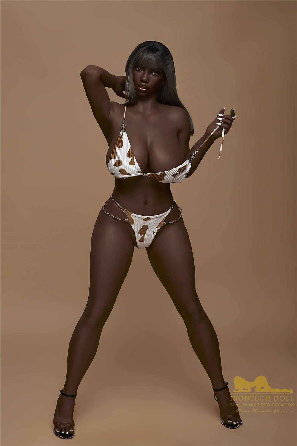 160cm/5ft3 I-Cup BBW Big Boobs Big Booty Ebony Silicone Sex Doll - S33 Penny Black