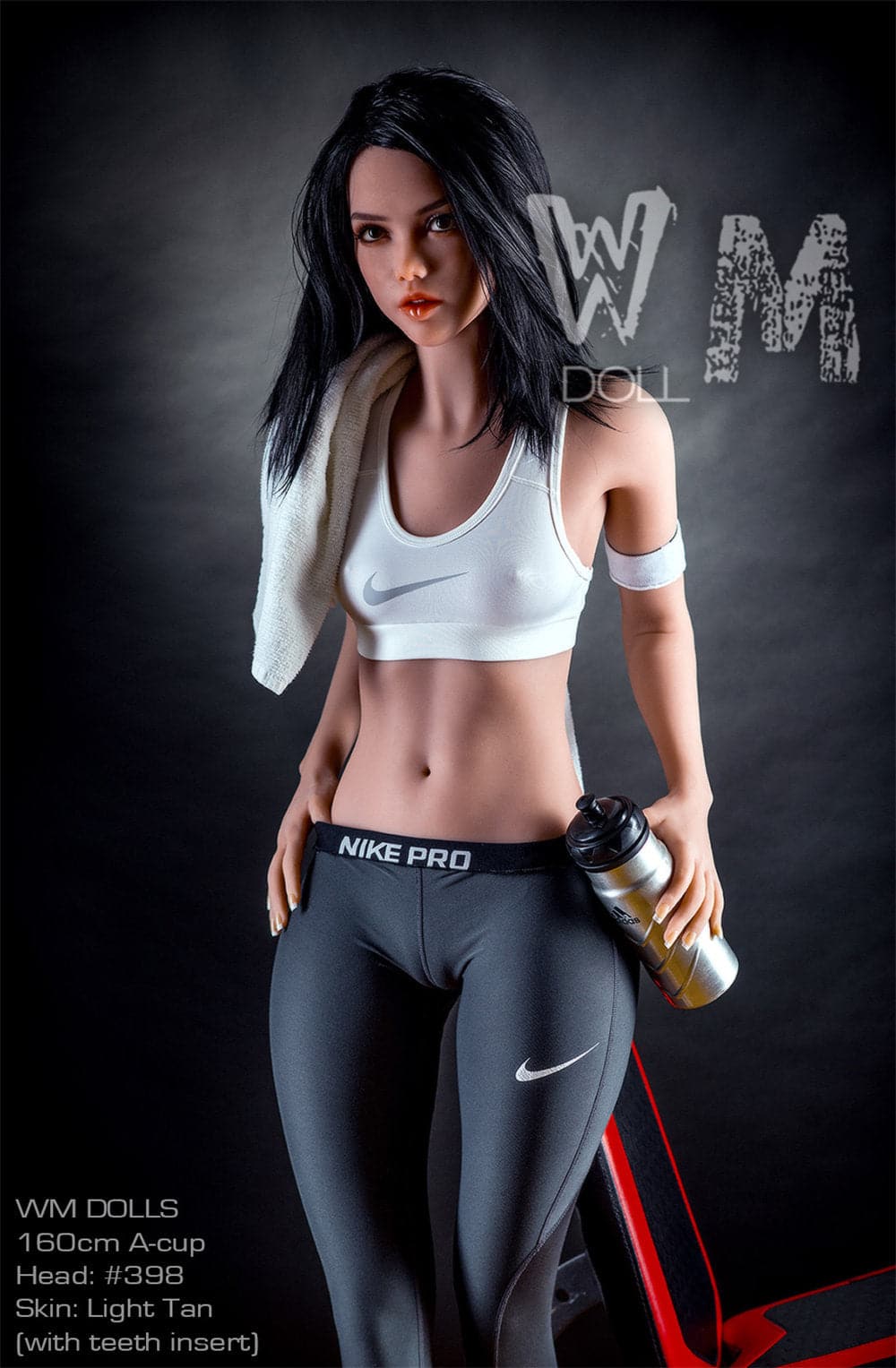 160cm/5ft3 A-Cup Beautiful Black Hair TPE Sex Doll with #398 Head