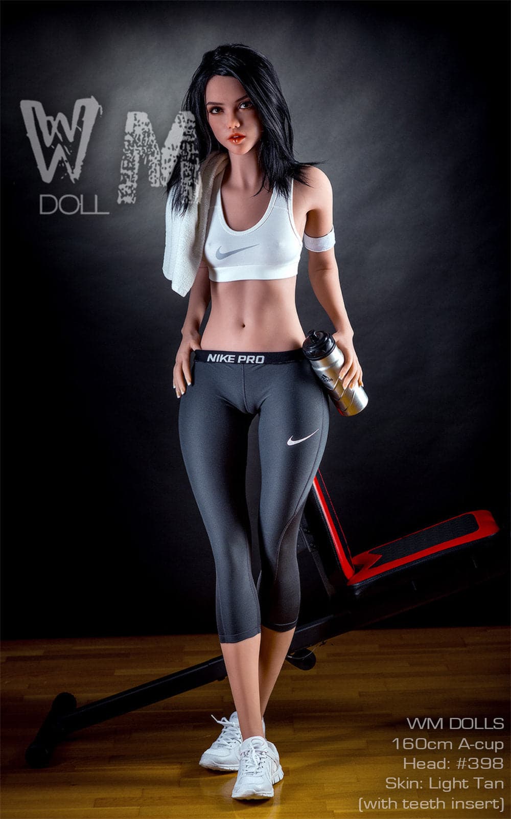 160cm/5ft3 A-Cup Beautiful Black Hair TPE Sex Doll with #398 Head